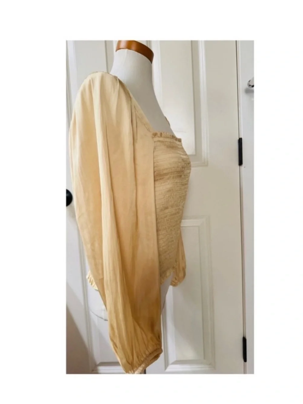 J.Crew Squareneck Smocked Satin Top